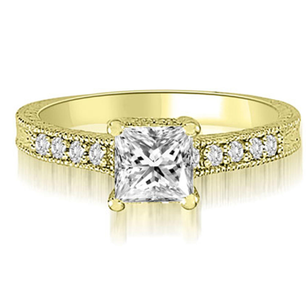 14K Yellow Gold 0.50 cttw. Milgrain Princess And Round Diamond Engagement Ring (I1, H-I)