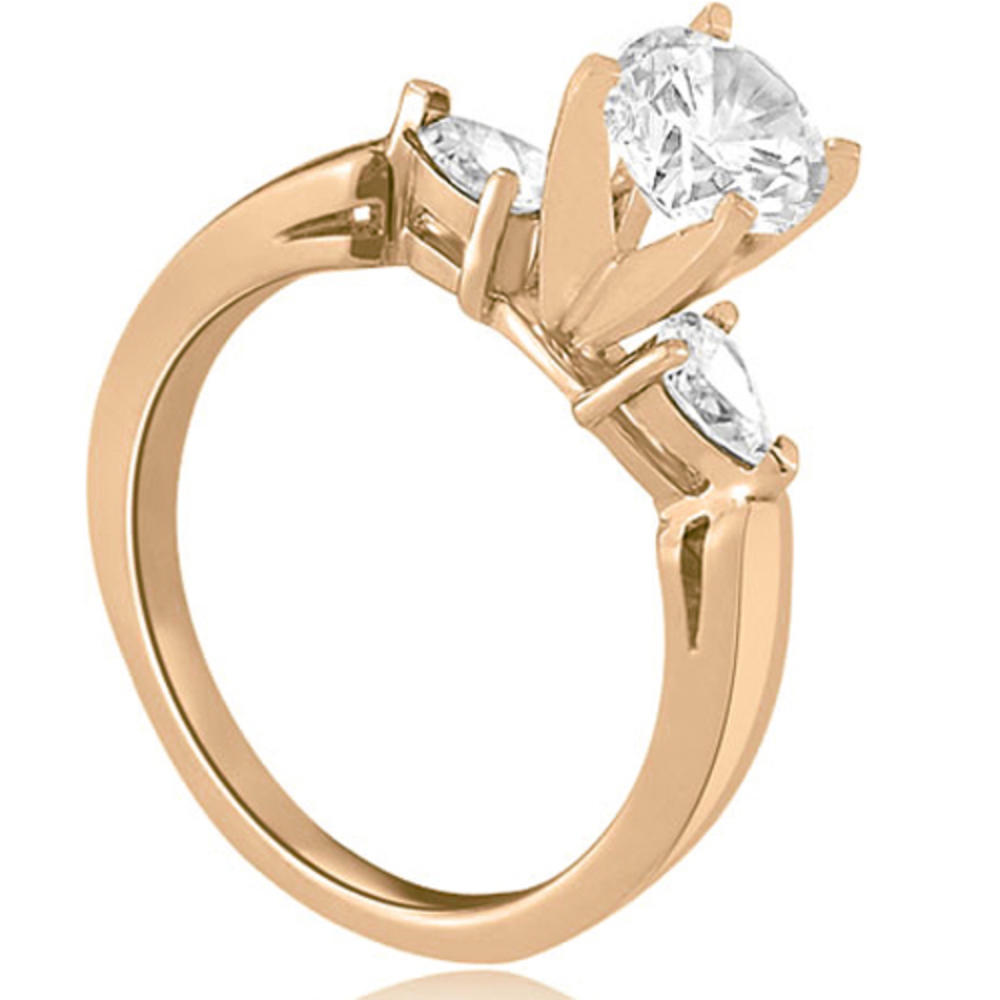 14K Rose Gold 0.60 cttw. Round And Pear Three-Stone Diamond Engagement Ring (I1, H-I)
