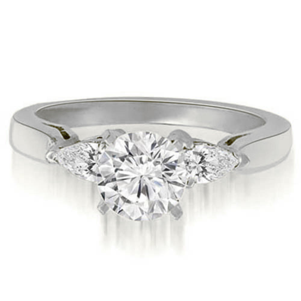 14K White Gold 0.60 cttw. Round And Pear Three-Stone Diamond Engagement Ring (I1, H-I)