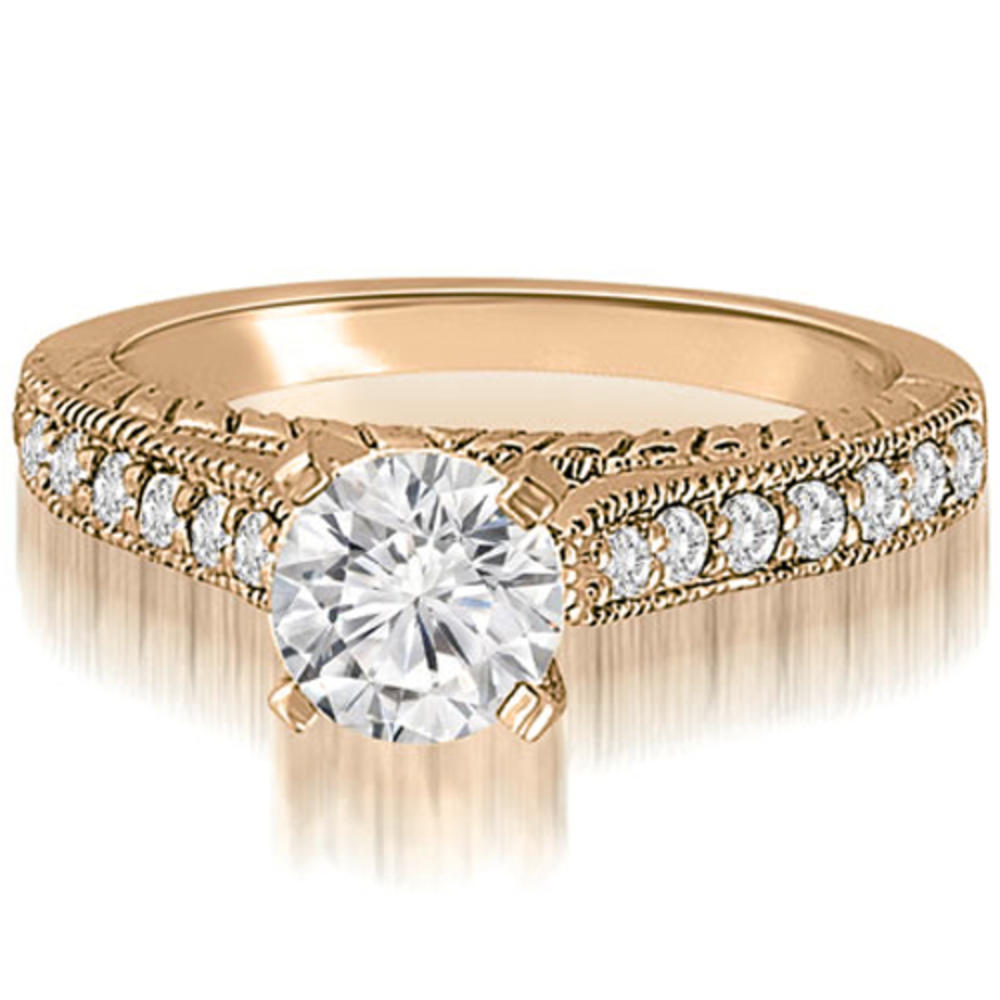 14K Rose Gold 0.63 cttw. Milgrain Cathedral Round Cut Diamond Engagement Ring (I1, H-I)