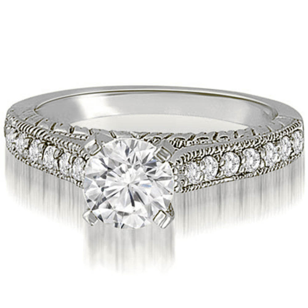 14K White Gold 0.63 cttw. Milgrain Cathedral Round Cut Diamond Engagement Ring (I1, H-I)