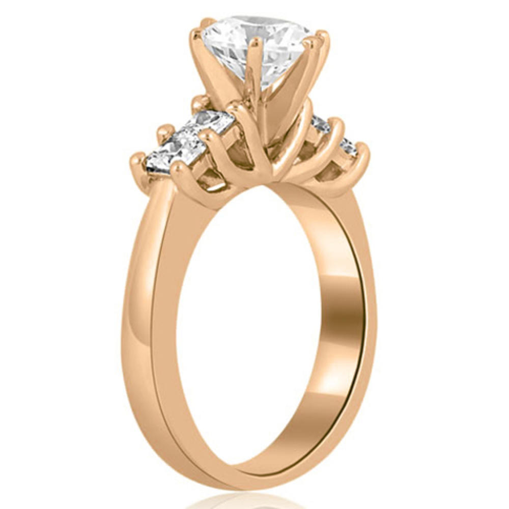 0.75 Cttw. Princess and Round Cut 14K Rose Gold Diamond Engagement Ring