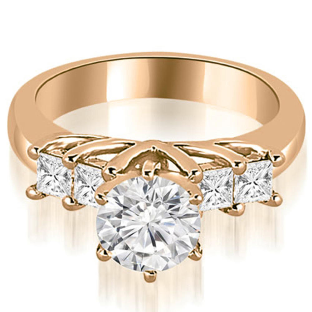 0.75 Cttw. Princess and Round Cut 14K Rose Gold Diamond Engagement Ring