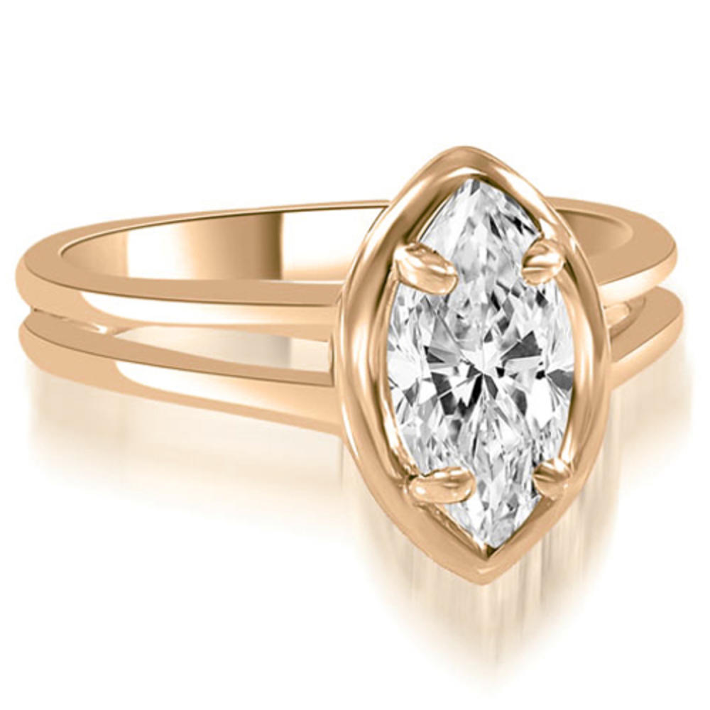0.45 Carat Marquise Cut 14K Rose Gold Diamond Engagement Ring