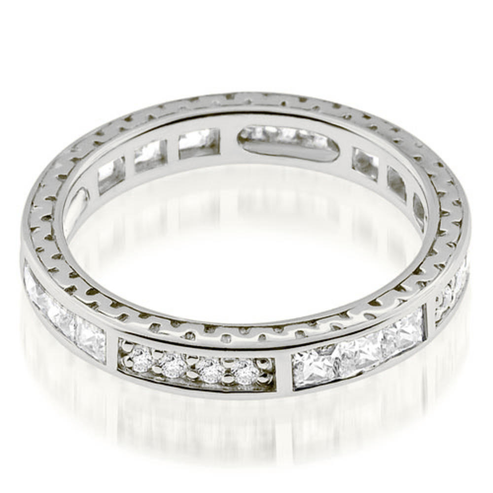 18K White Gold 1.00 cttw. Vintage Round And Princess Cut Diamond Eternity Ring (I1, H-I)