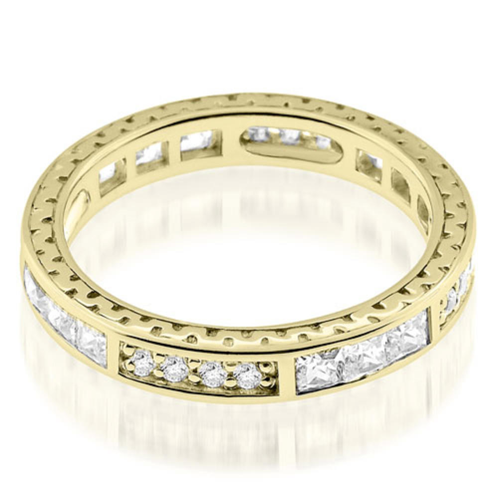 1.00 Cttw Round and Princess Cut 18K Yellow Gold Diamond Eternity Ring