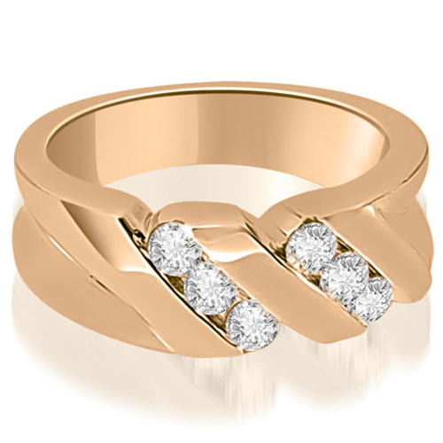 Men's 0.60 Cttw Round-Cut 14K Rose Gold Diamond Wedding Ring