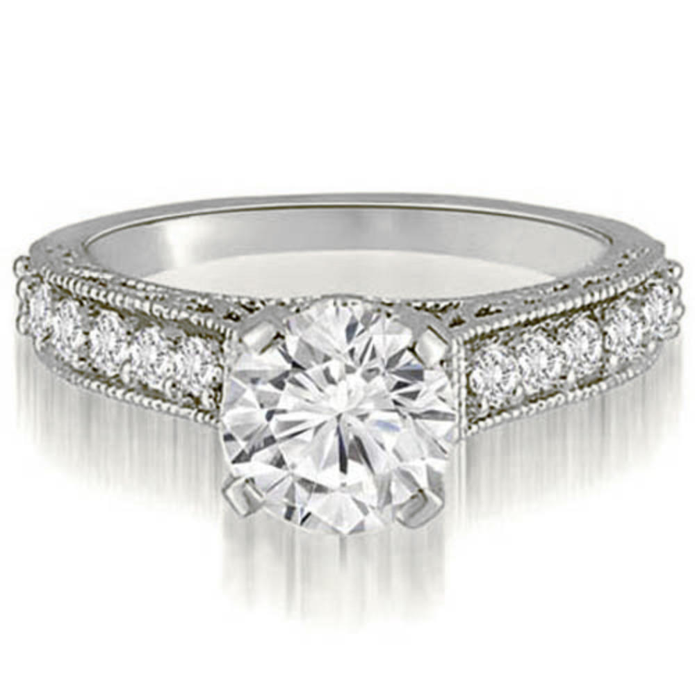 14K White Gold 0.70 cttw. Antique Milgrain Round Cut Diamond Engagement Ring (I1, H-I)