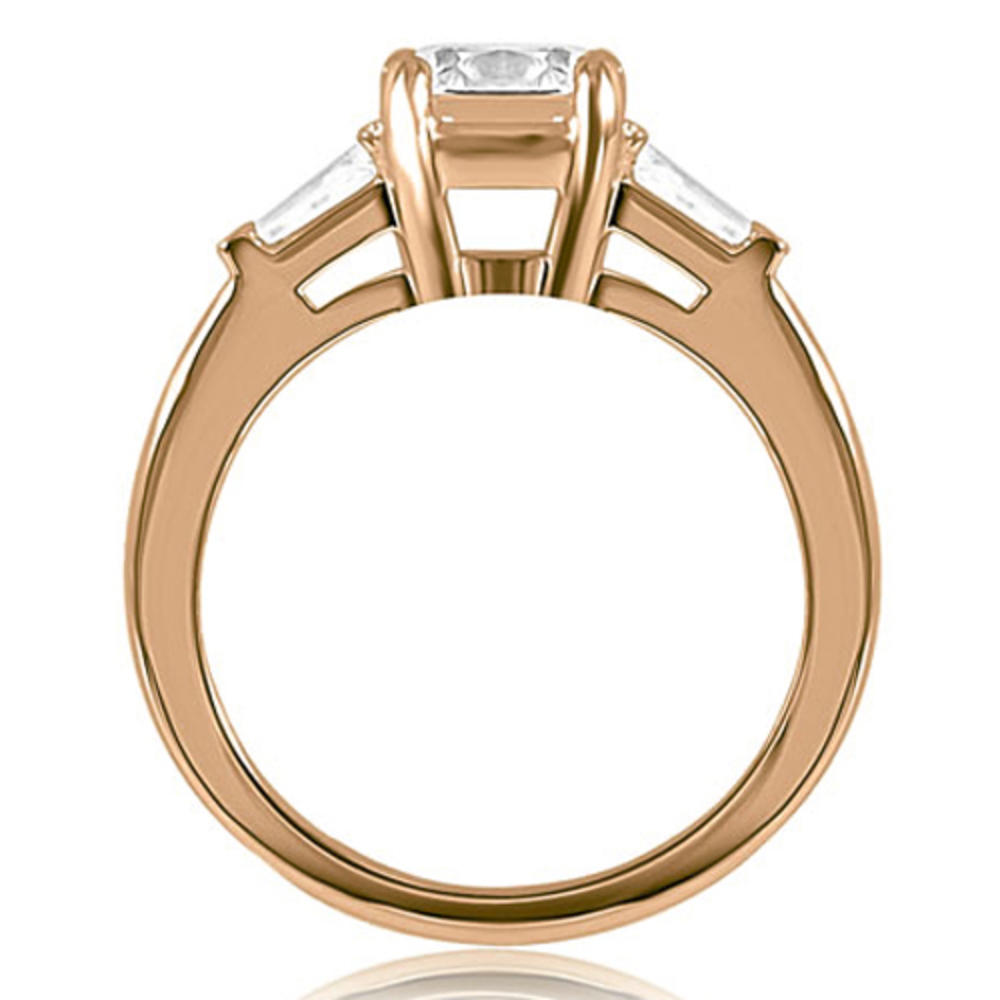 0.70 Cttw Round and Baguette Cut 14K Rose Gold Diamond Engagement Ring