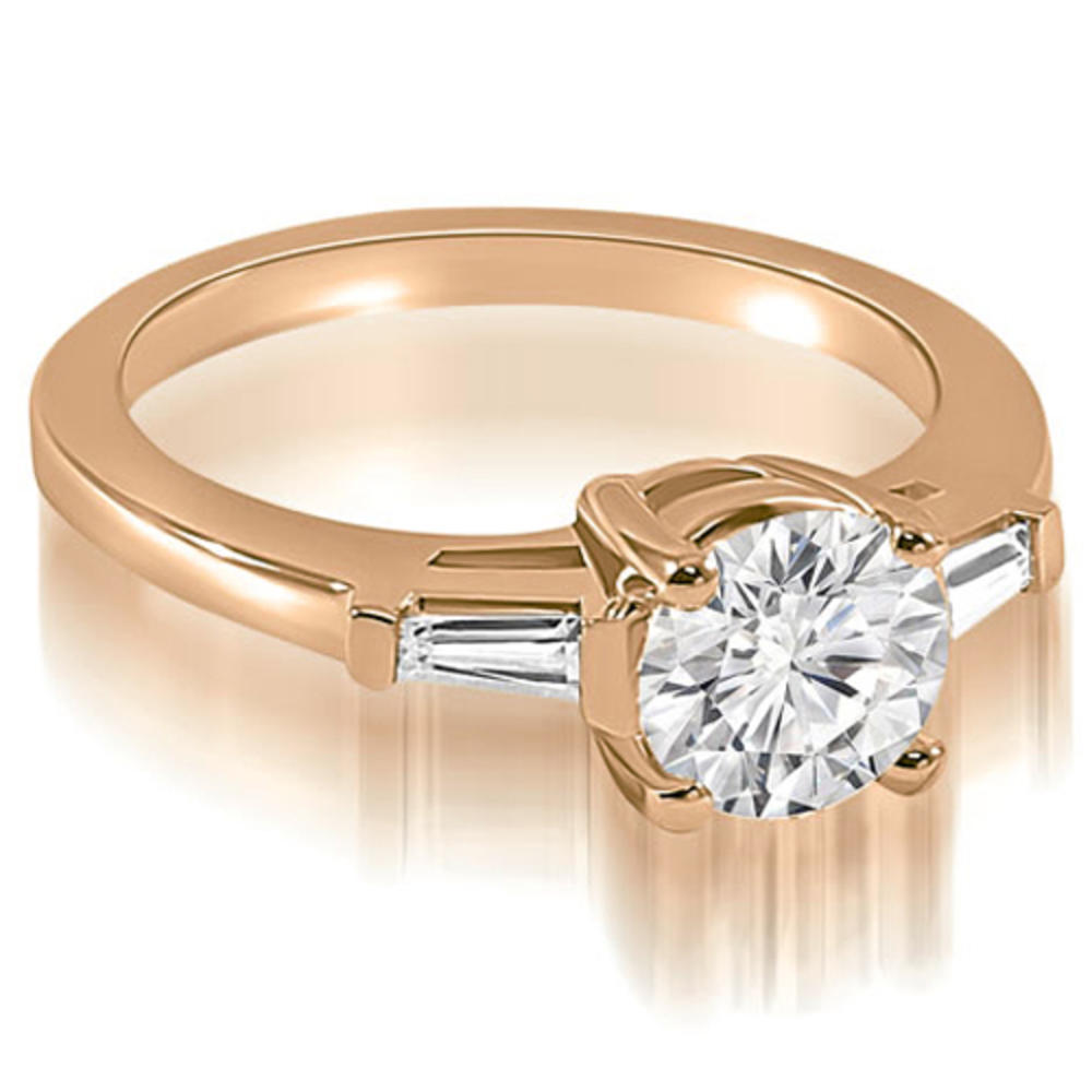 0.70 Cttw Round and Baguette Cut 14K Rose Gold Diamond Engagement Ring