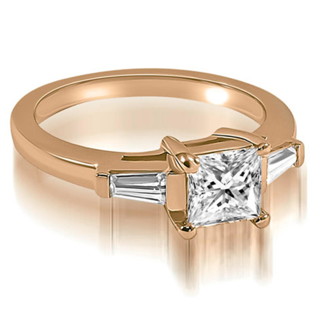 0.70 Cttw Princess and Baguette Cut 14k Rose Gold Diamond Engagement Ring