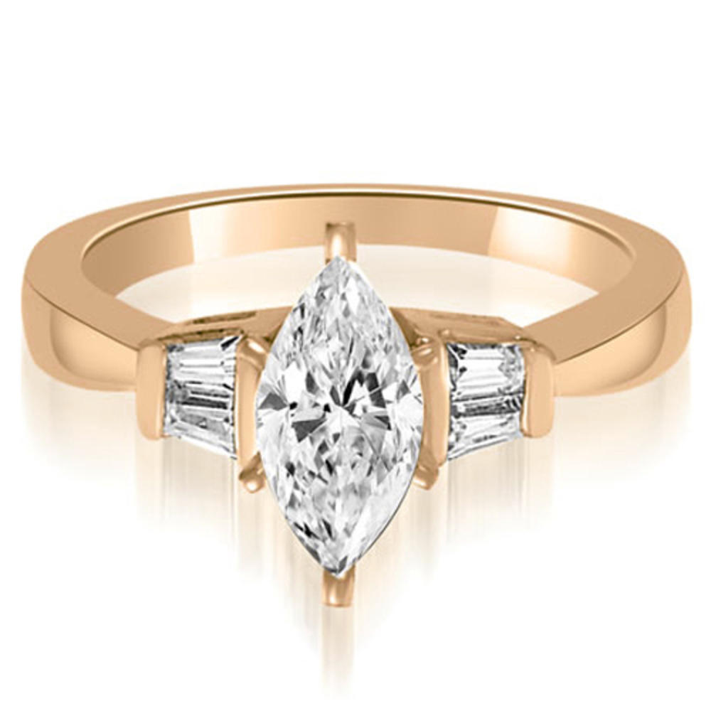 0.65 Cttw Marquise- and Baguette-Cut 14K Rose Gold Diamond Engagement Ring