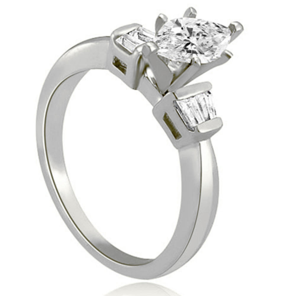 0.65 Cttw Marquise and Baguette 14k White Gold Diamond Engagement Ring