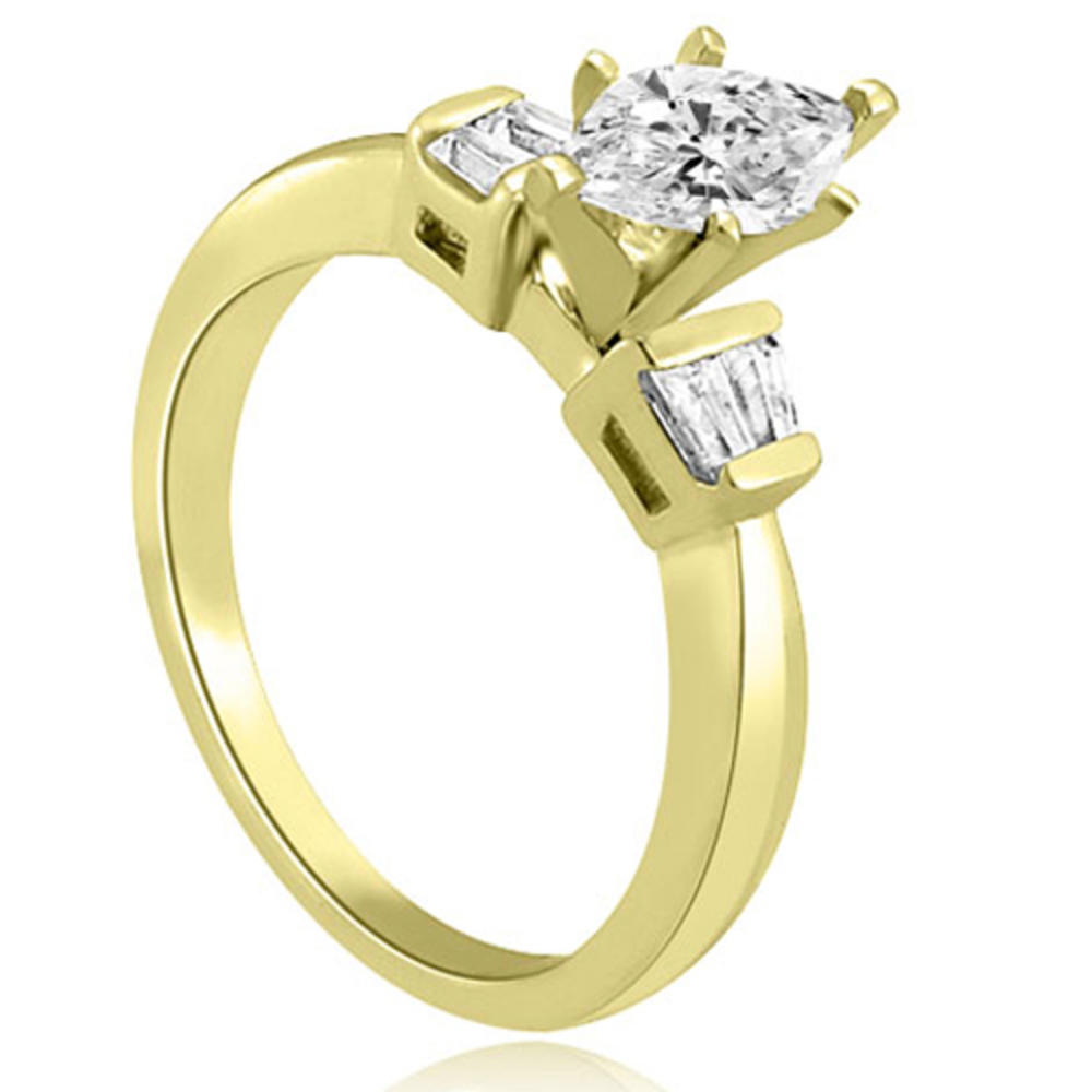 0. 65 cttw Marquise and Baguette 14k Yellow Gold Diamond Engagement Ring