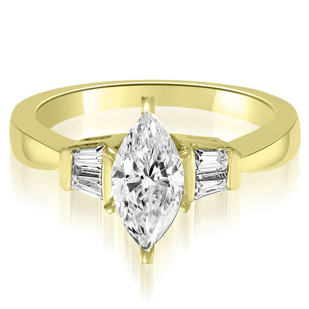 0. 65 cttw Marquise and Baguette 14k Yellow Gold Diamond Engagement Ring