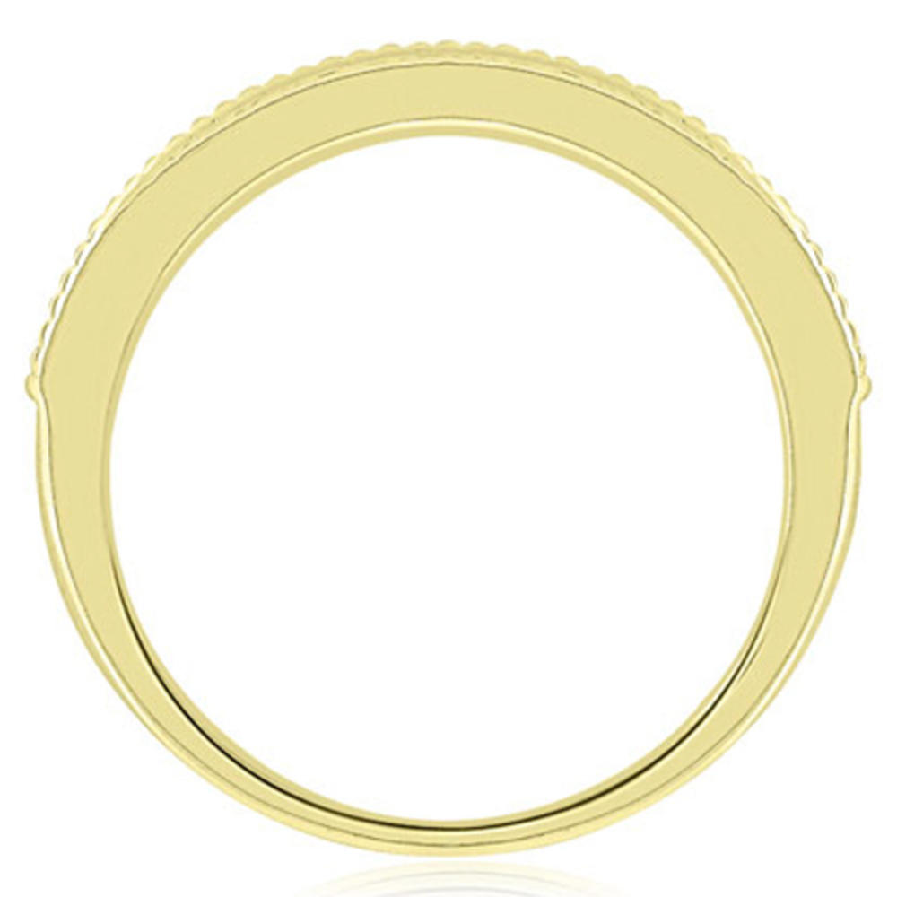 18K Yellow Gold 0.63 cttw. Classic Milgrain Round Cut Diamond Wedding Band (I1, H-I)
