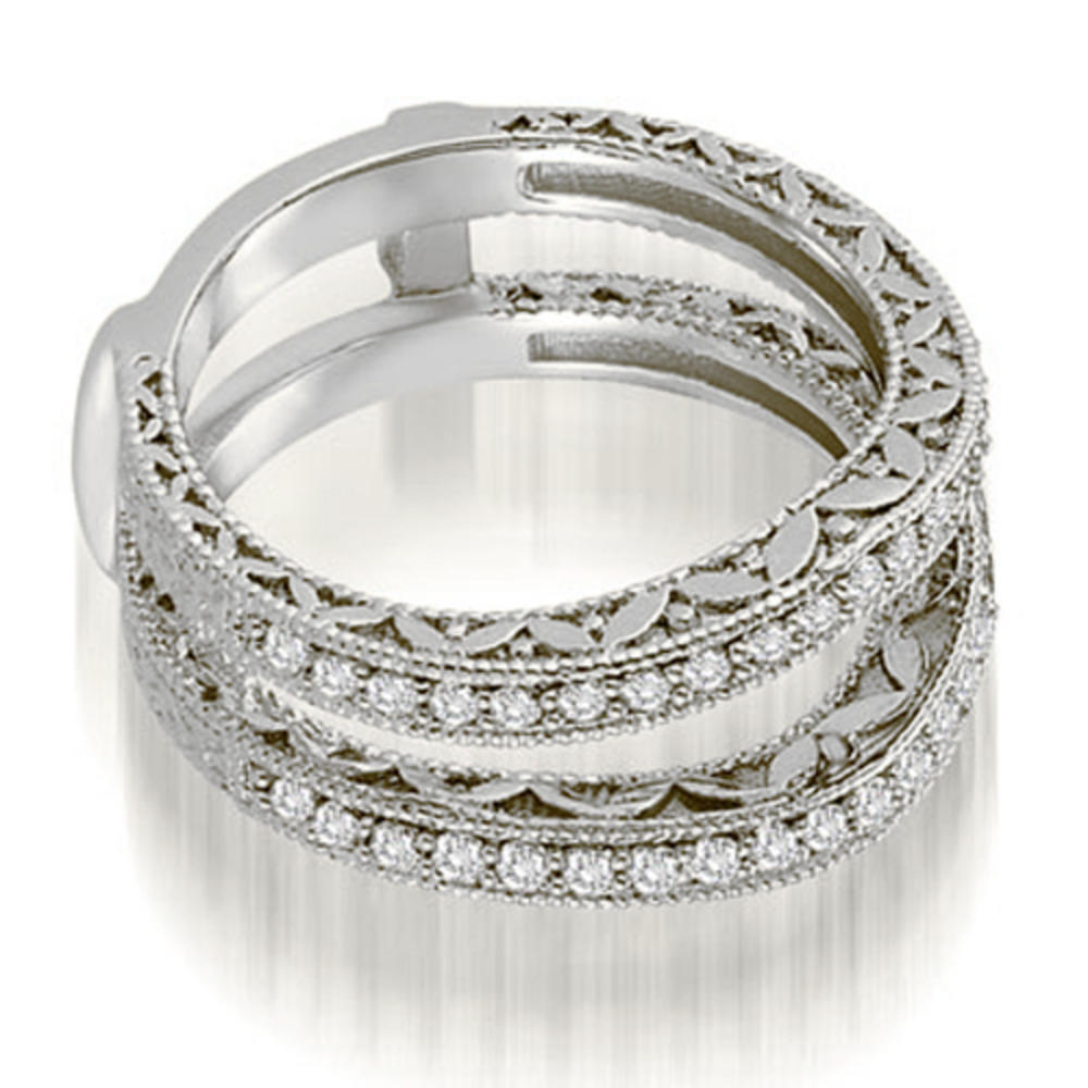 18K White Gold 0.42 cttw. Antique Round Cut Diamond Enhancer Guard Wedding Ring (I1, H-I)