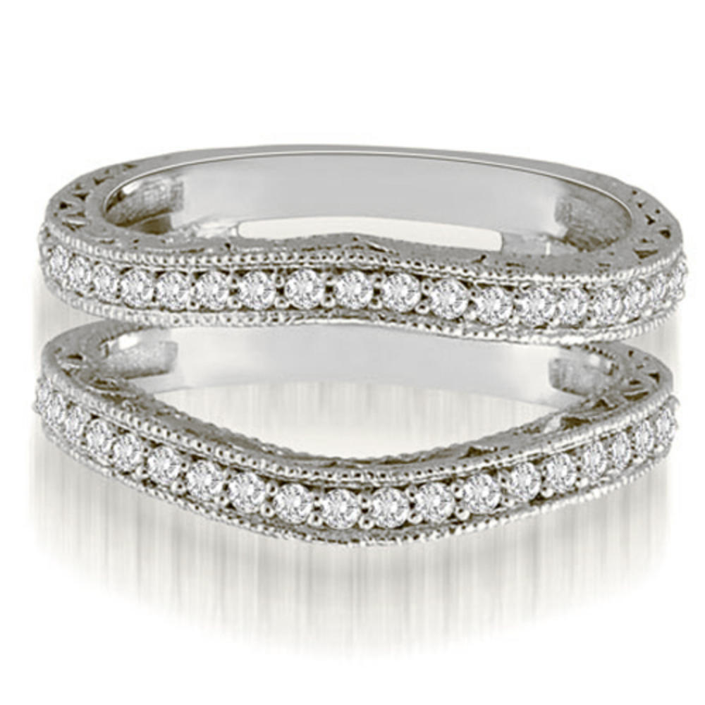 18K White Gold 0.42 cttw. Antique Round Cut Diamond Enhancer Guard Wedding Ring (I1, H-I)
