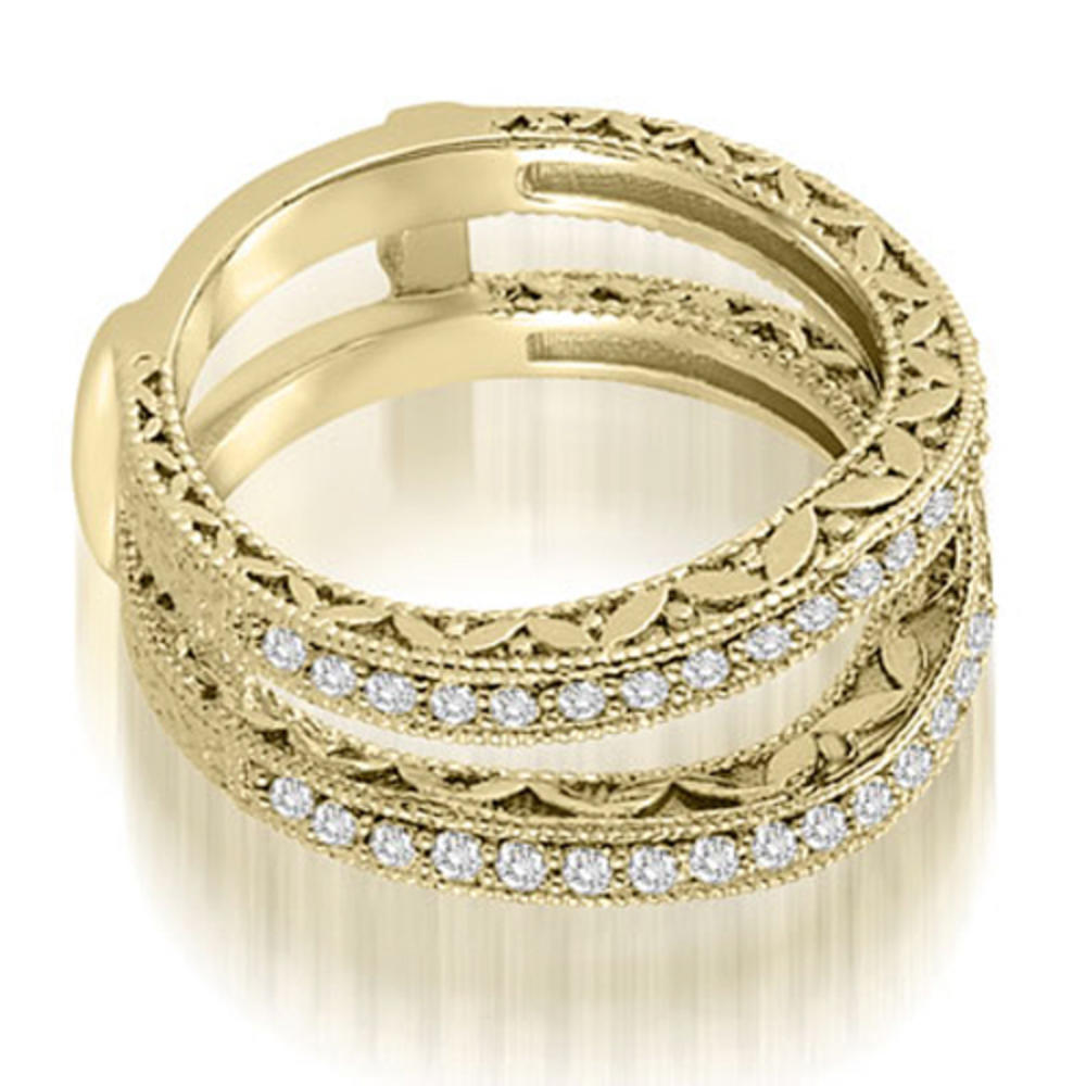 18K Yellow Gold 0.42 cttw. Antique Round Cut Diamond Enhancer Guard Wedding Ring (I1, H-I)