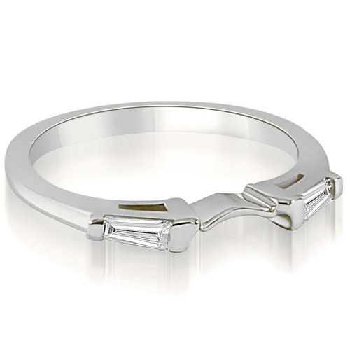 Platinum 0.15 cttw Curve Bar Set Baguette Diamond Wedding Ring (I1, H-I)