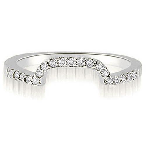 Platinum 0.19 cttw Curved Round Cut Diamond Wedding Ring (I1, H-I)
