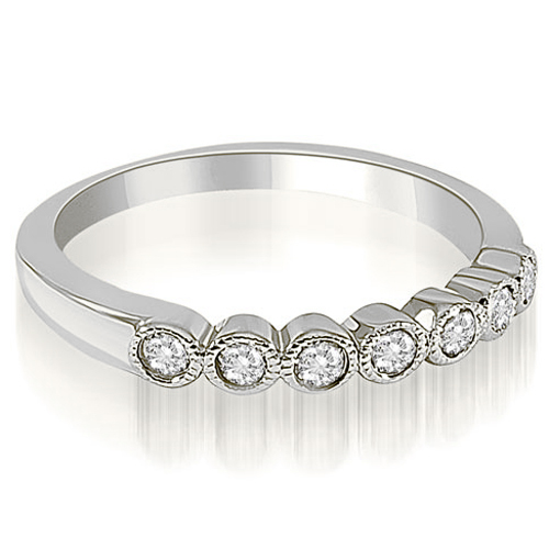 Platinum 0.21 cttw Antique Milgrain Bezel Round Cut Diamond Wedding Ring (I1, H-I)