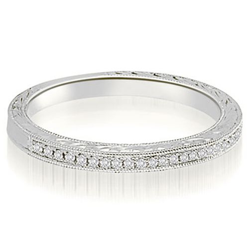Platinum 0.10 cttw Antique Milgrain Petite Round Diamond Wedding Ring (I1, H-I)