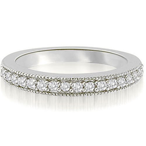 Platinum 0.30 cttw Milgrain Antique Style Round Diamond Wedding Ring (I1, H-I)