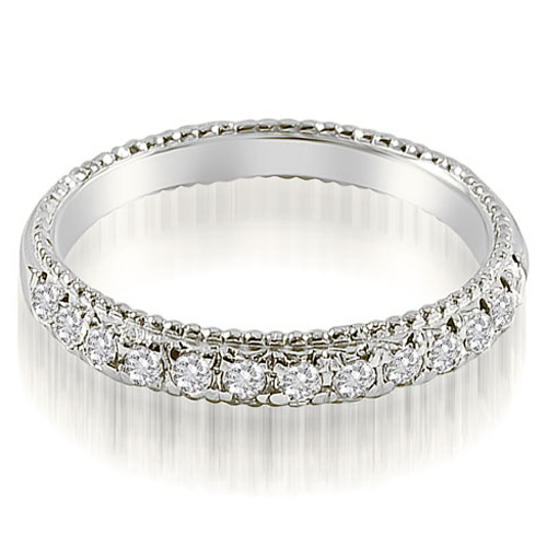 Platinum 0.40 cttw Antique Style Milgrain Round Cut Diamond Wedding Ring (I1, H-I)