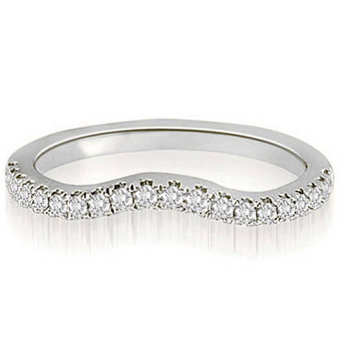 Platinum 0.25 cttw Curved Round Cut Diamond Wedding Ring (I1, H-I)