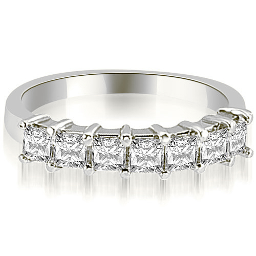 Platinum 0.70 cttw Princess Diamond 7-Stone Prong Wedding Band (I1, H-I)