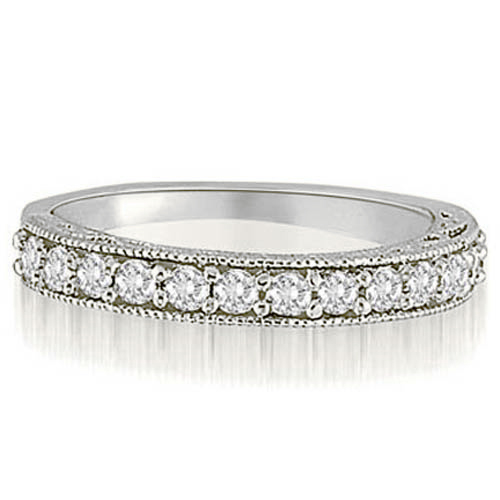 Platinum 0.40 cttw Antique Milgrain Round Cut Diamond Wedding Ring (I1, H-I)