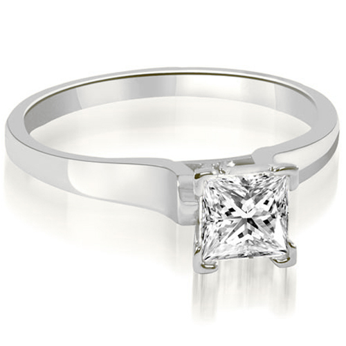 Platinum 0.50 cttw. Stylish V-Prong Solitaire Diamond Engagement Ring (I1, H-I)