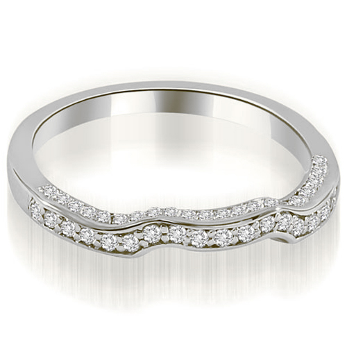 Platinum 0.27 cttw.  Curved Round Cut Diamond Wedding Ring (I1, H-I)