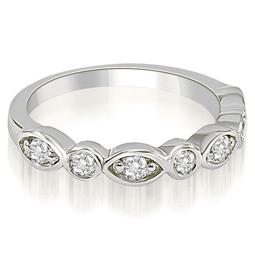 Platinum 0.35 cttw.  Stylish Bezel Round Cut Diamond Wedding Ring (I1, H-I)