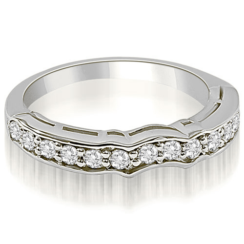 Platinum 0.25 cttw.  Curved Round Cut Diamond Wedding Ring (I1, H-I)