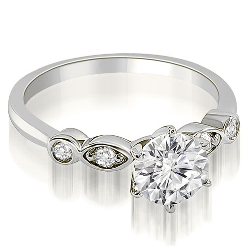Platinum 0.57 cttw.  Vintage Style Round Cut Diamond Engagement Ring (I1, H-I)