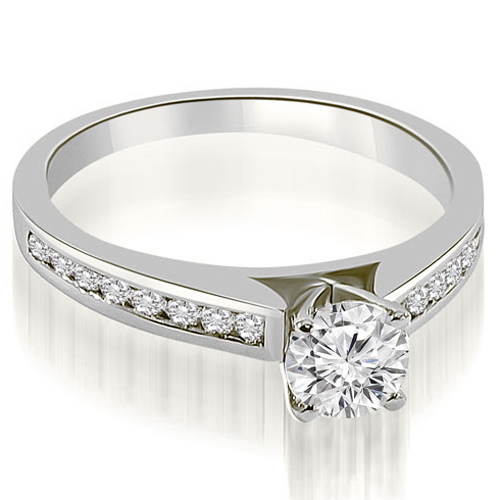 0.67 Cttw Round-Cut Platinum Diamond Cathedral Engagement Ring