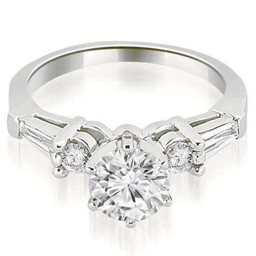 Platinum 0.70 cttw.  Baguette and Round Diamond Engagement Ring (I1, H-I)