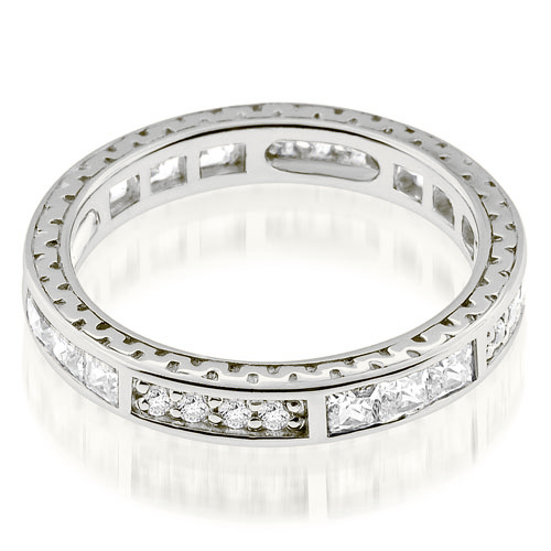 Platinum 1.00 cttw.  Vintage Round And Princess Cut Diamond Eternity Ring (I1, H-I)