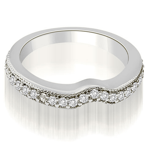 Platinum 0.29 cttw.  Curved Round Cut Diamond Wedding Ring (I1, H-I)