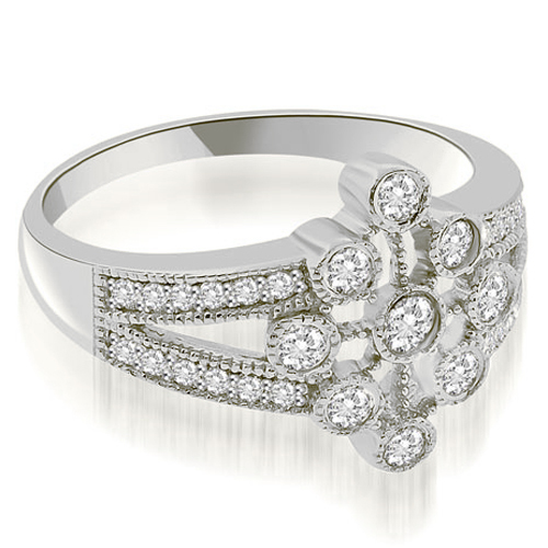 0.50 Cttw. Round Cut Platinum Diamond Flower Fashion Ring