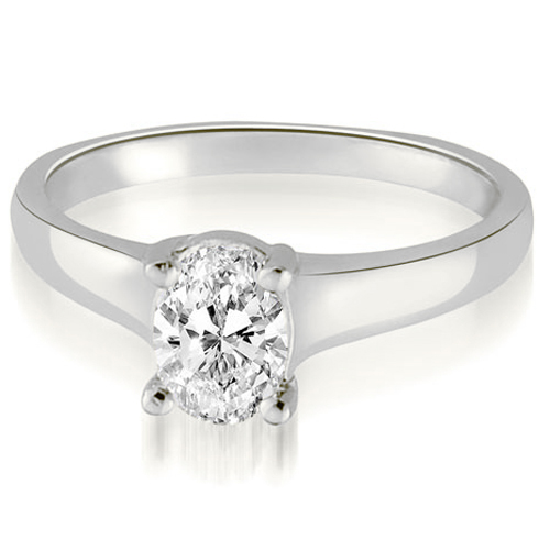 Platinum 0.45 cttw. Classic Lucida Oval Cut Diamond Engagement Ring (I1, H-I)