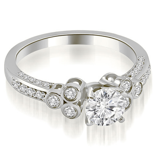 0.87 Cttw Round Cut Platinum Diamond Engagement Ring