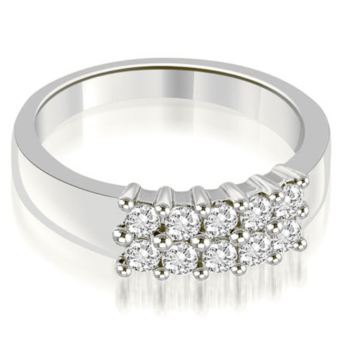 Platinum 0.50 cttw.Two Row Round Cut Diamond Wedding Ring (I1, H-I)