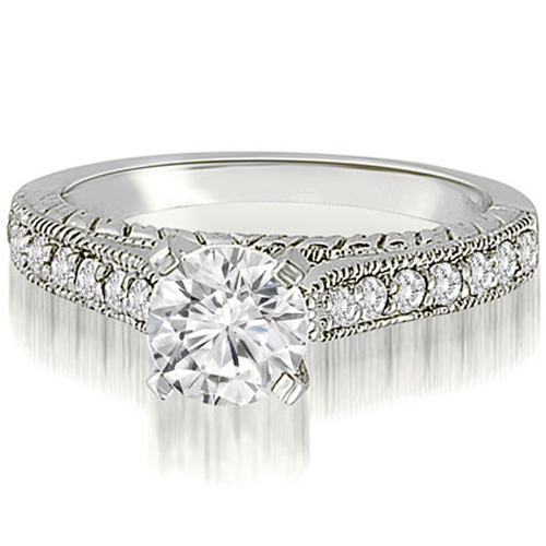 Platinum 0.63 cttw. Milgrain Cathedral Round Cut Diamond Engagement Ring (I1, H-I)