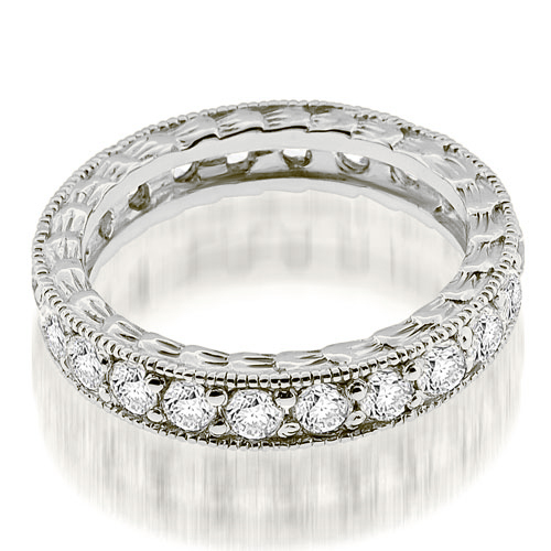 Platinum 1.15 cttw. Antique Style Round Cut Diamond Eternity Band Ring (I1, H-I)