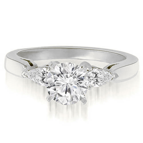 0.60 cttw Round and Pear-Shaped Platinum and Diamond Engagement Ring
