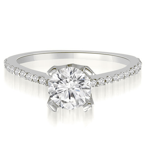 Platinum 0.77 cttw. Classic Petite Round Cut Diamond Engagement Ring (I1, H-I)