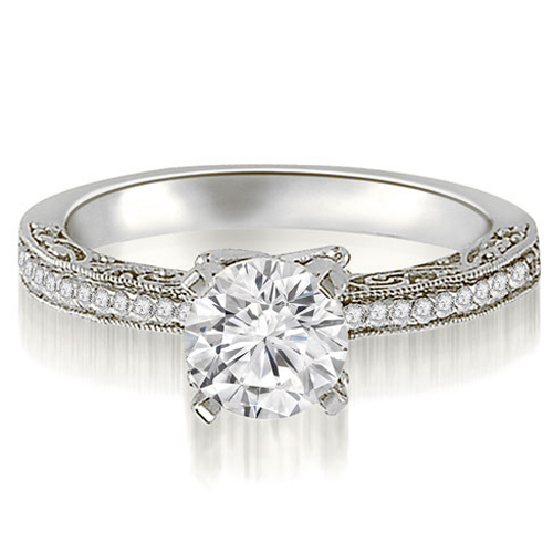 Platinum 0.50 cttw. Antique Milgrain Round Cut Diamond Engagement Ring (I1, H-I)